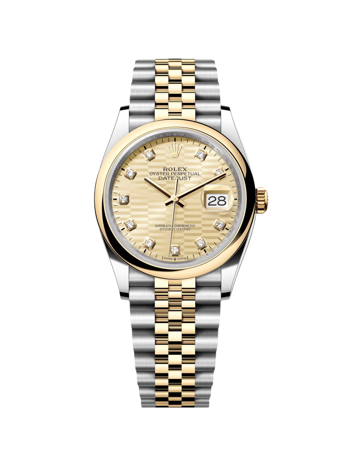 【Super Clone】ROLEX  Datejust 36mm 126203 Golden Fluted Dial Domed Bezel Oyster Bracelet