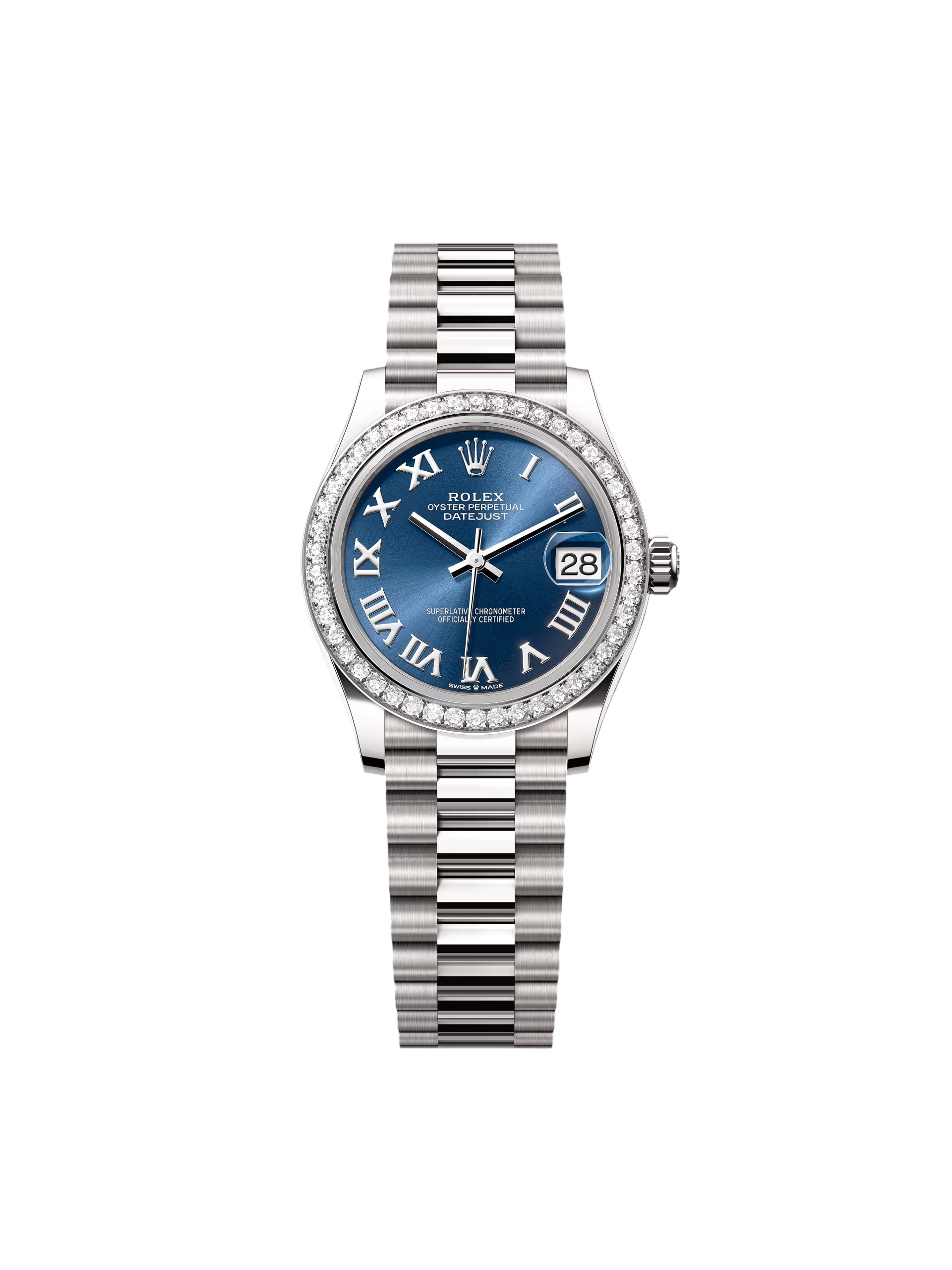 【Super Clone】ROLEX  Datejust m278289RBR-0023 Bright Blue Dial White Gold President Watch