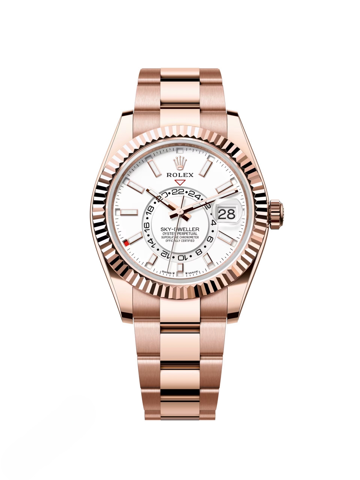 【Super Clone】ROLEX  Sky-Dweller 42mm 336935-0003/0007 Rose Gold White Dial Oyster