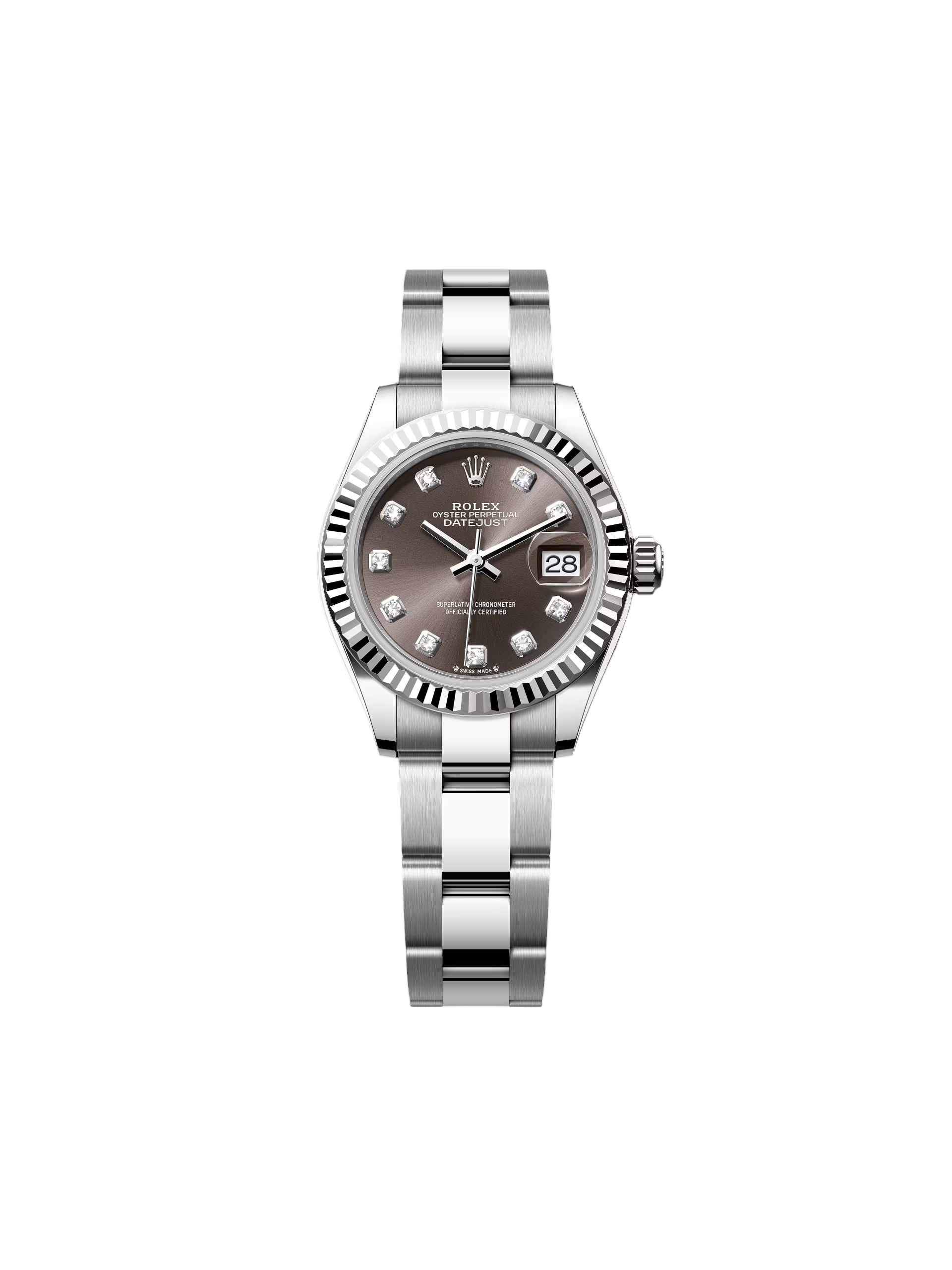 【Super Clone】ROLEX  Lady-Datejust 28mm 279174 Dark Grey Diamond Dial Oyster Bracelet