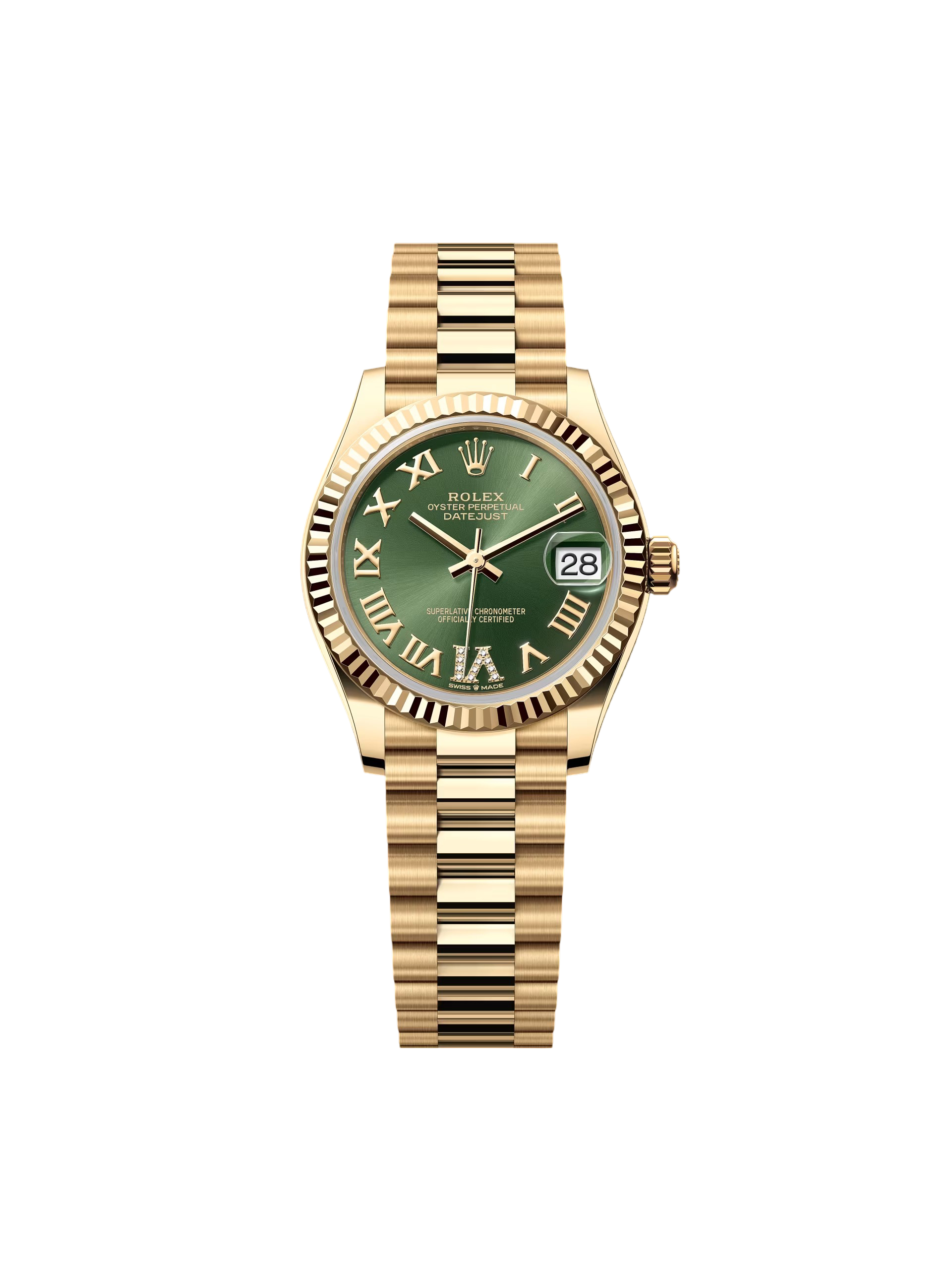 【Super Clone】ROLEX Datejust m278278-0030 Olive Green 31mm Dial President Bracelet Watch