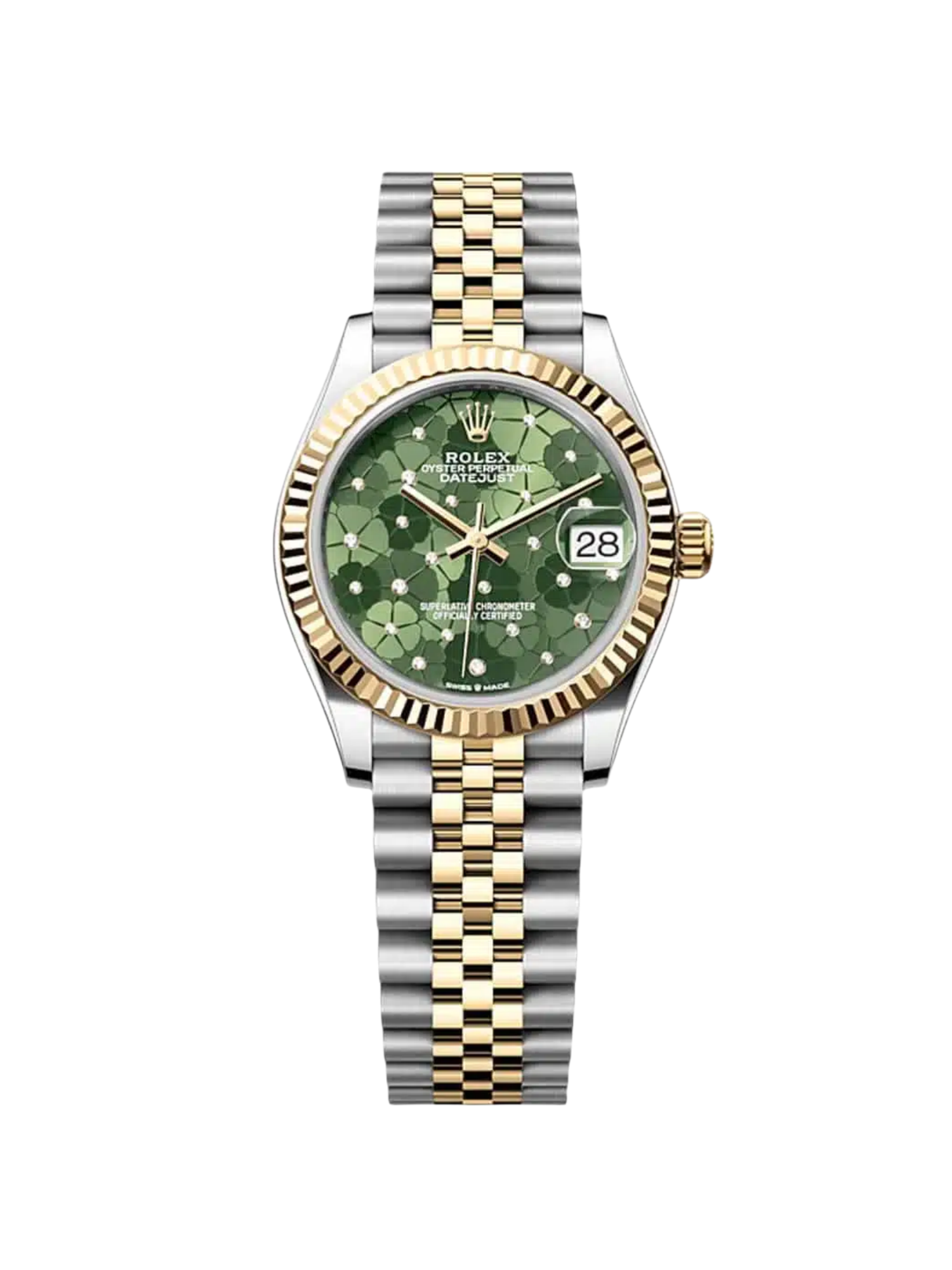 【Super Clone】ROLEX Datejust m278273-0031/0032 31mm Olive Green Floral Motif Dial Stainless Steel and Yellow Gold Oyster Watch