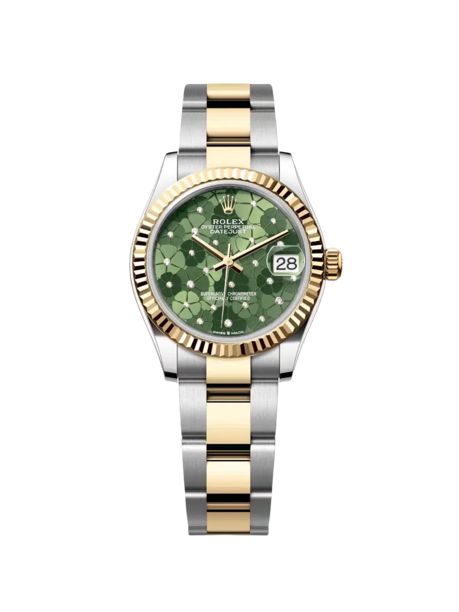 【Super Clone】ROLEX Datejust m278273-0031/0032 31mm Olive Green Floral Motif Dial Stainless Steel and Yellow Gold Oyster Watch