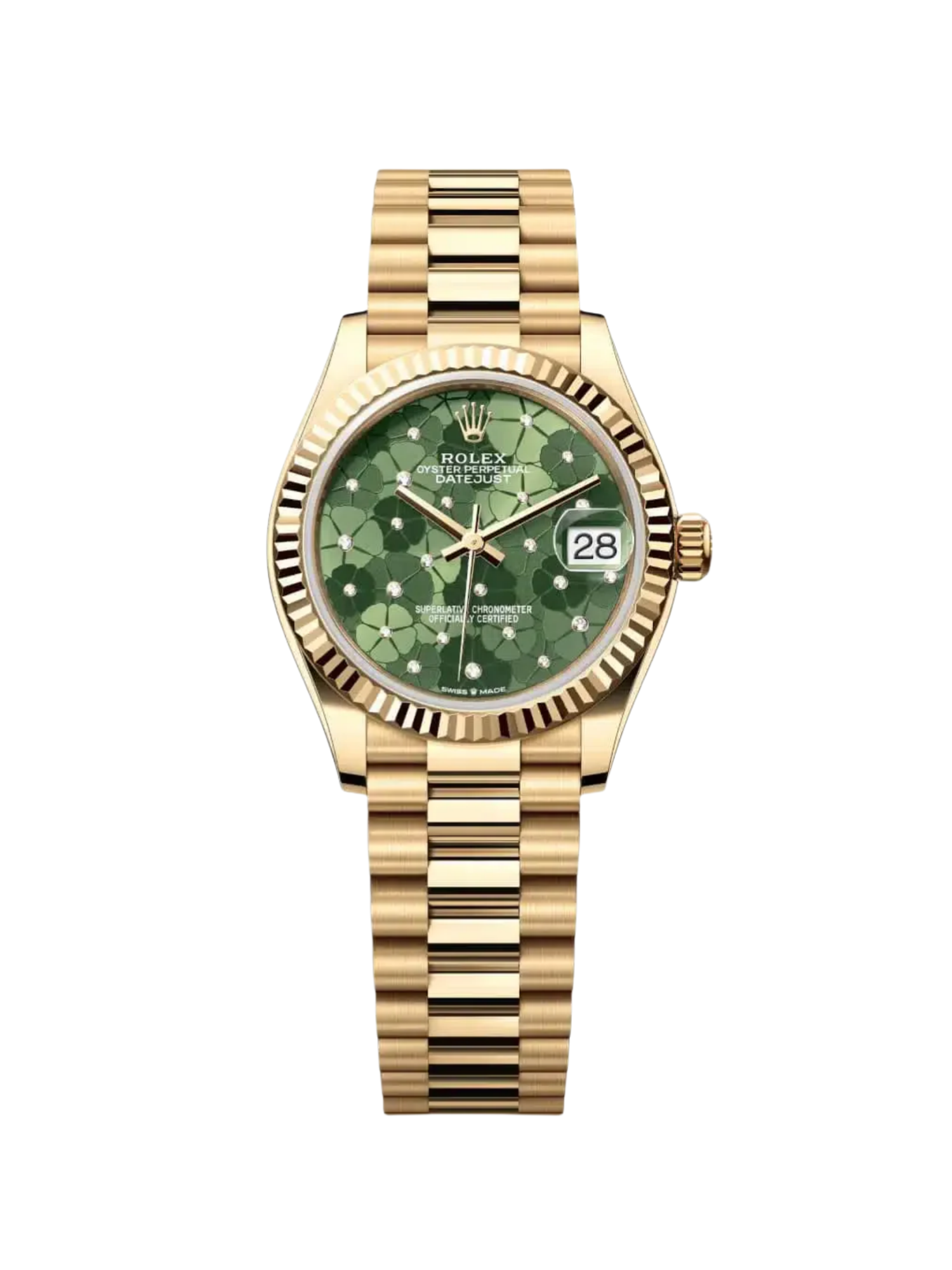 【Super Clone】RLX Datejust m278278-0046 Olive Green Floral Motif 31mm President Bracelet Watch