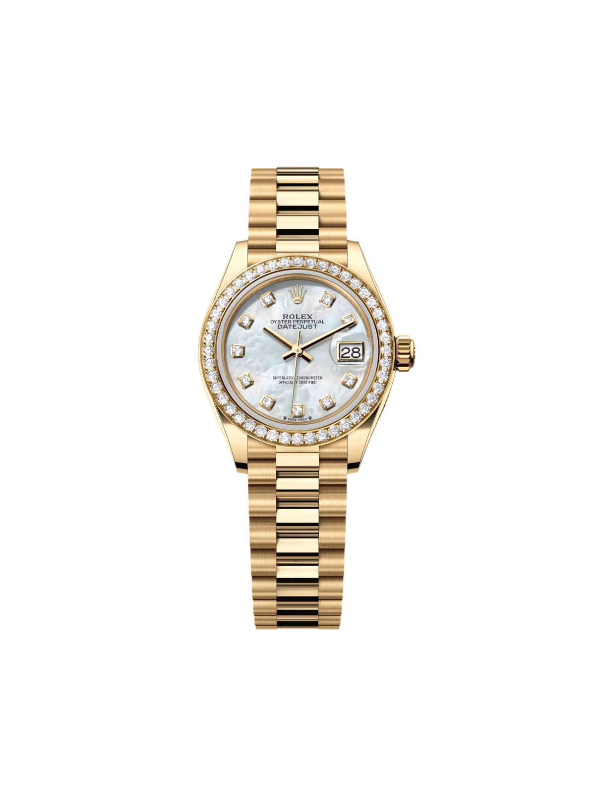 【Super Clone】ROLEX  Lady-Datejust 28mm 279138RBR White Mother-of-Pearl Dial President Bracelet Watch