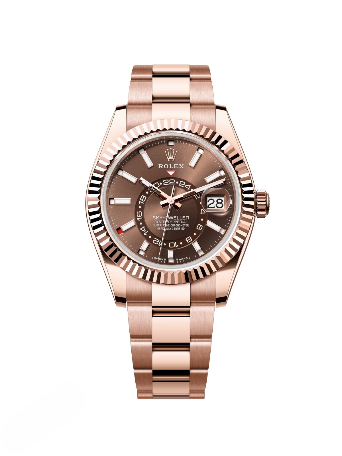 【Super Clone】ROLEX  Sky-Dweller 42mm 336935-0002/0006 Rose Gold Chocolate Dial Jubilee