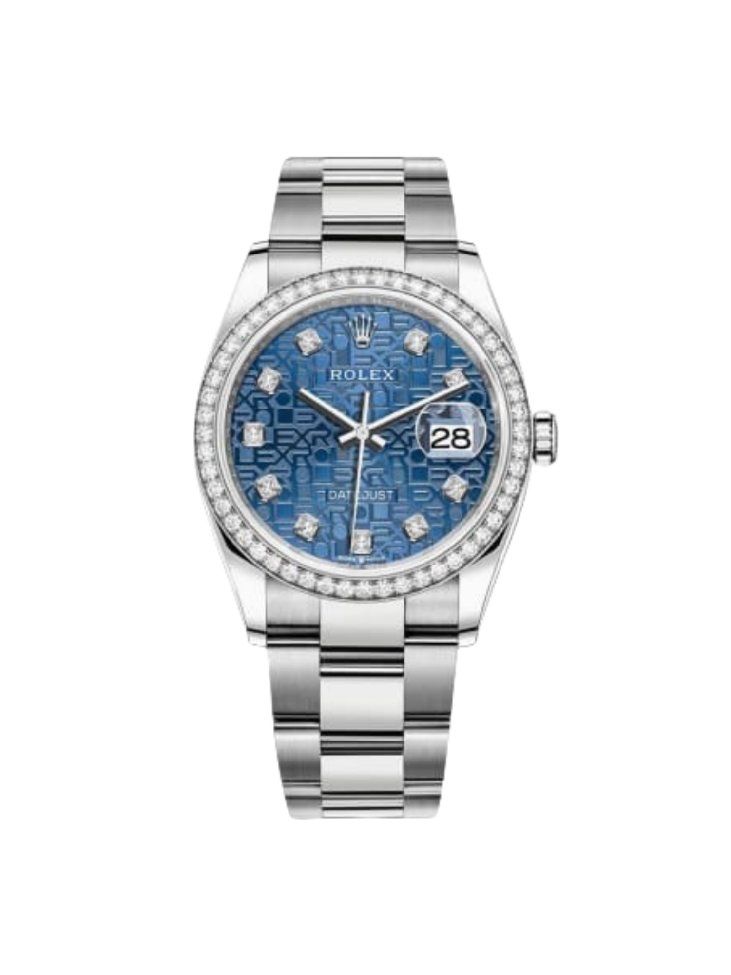 【Super Clone】ROLEX  Datejust 36mm 126284 Blue Jubilee Diamond Dial & Diamond Bezel, Stainless Steel Oyster Bracelet Watch