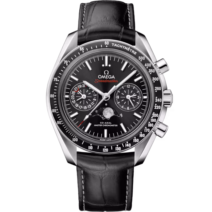 Speedmaster MoonPhase 44.25 mm stainless steel and leather strap