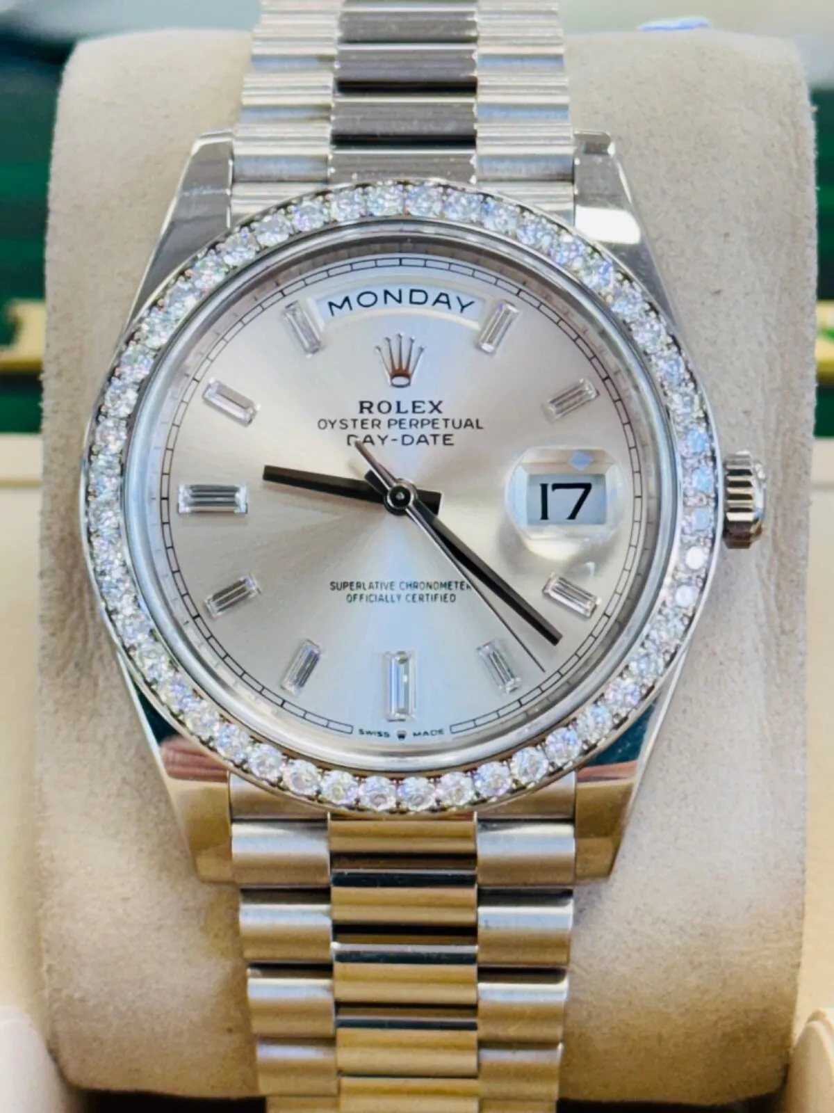 【Super Clone】ROLEX Day-Date 40mm 228349RBR-0001 Silver Dial President Bracelet
