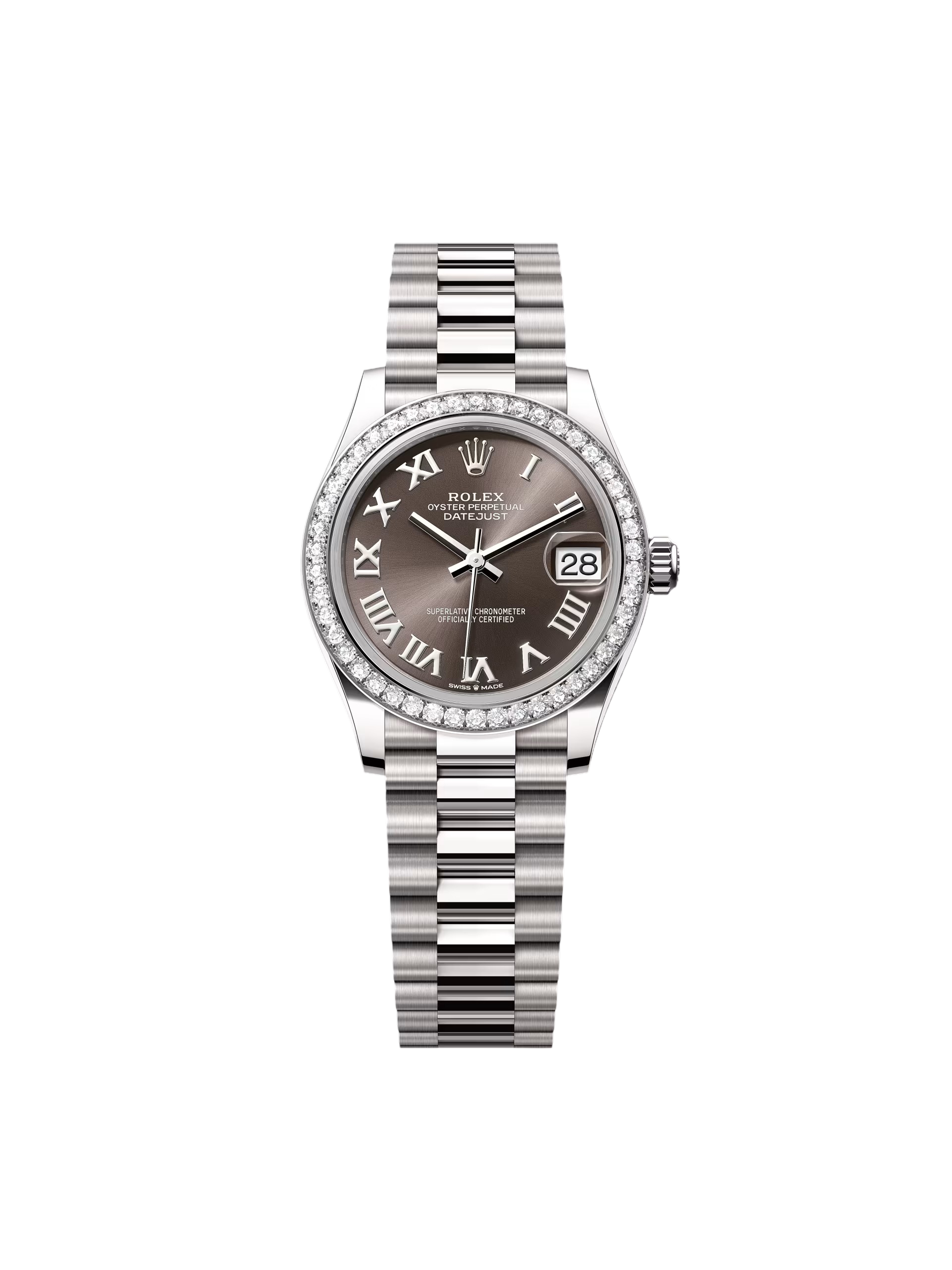【Super Clone】ROLEX Datejust m278289RBR-0017 Dark Grey Dial White Gold President Watch