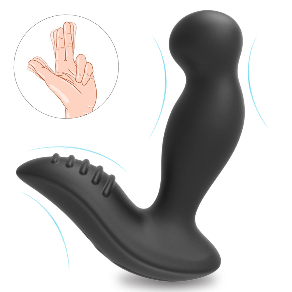 Male prostate exercise device, anal plug with dual-head vibration feature