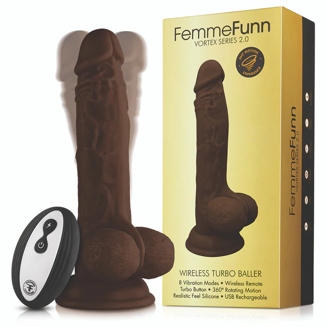 FemmFunn Turbo Baller Rotating Realistic Dildo Vibrator with Wireless Remote Control