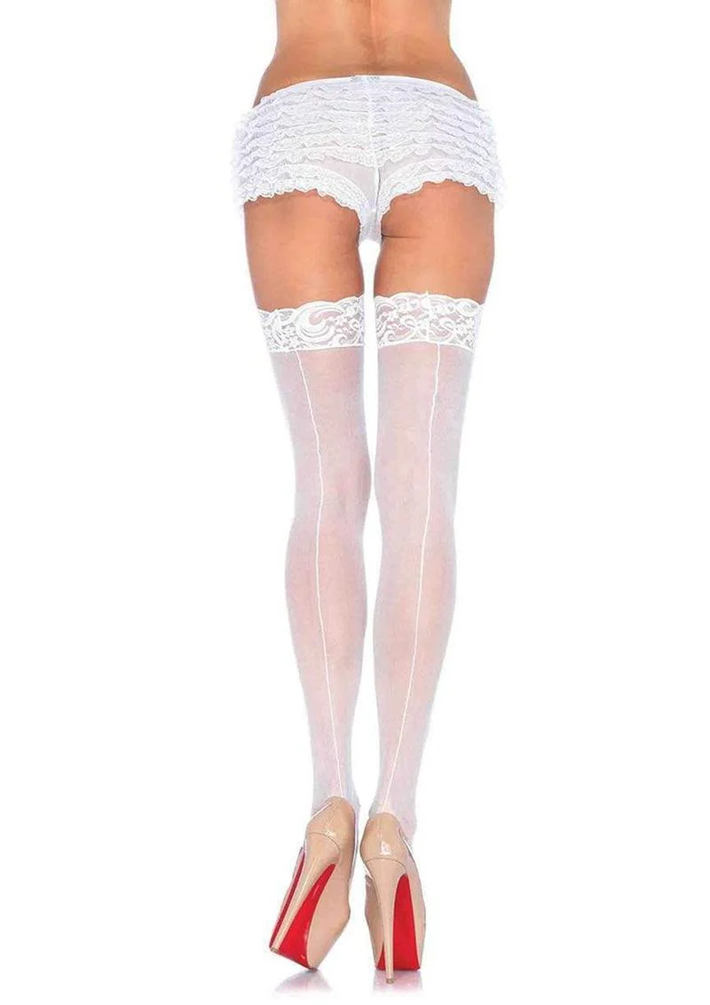 Leg Avenue Sheer Stocking with Backseam and Lace Top