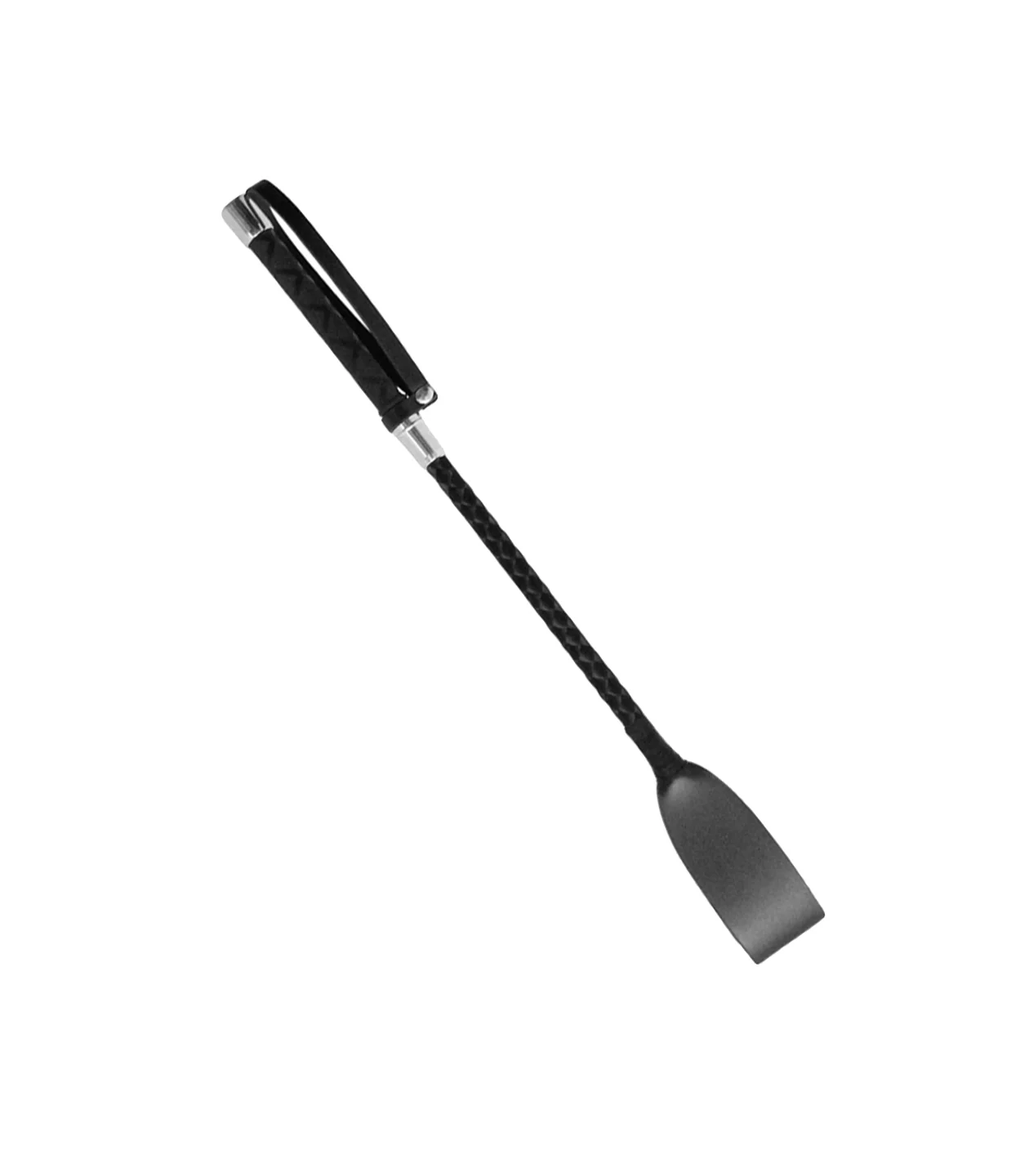 Love in Leather Mini Braided Satin Detail Crop with Leather Tab and Wrist Strap Black Silver