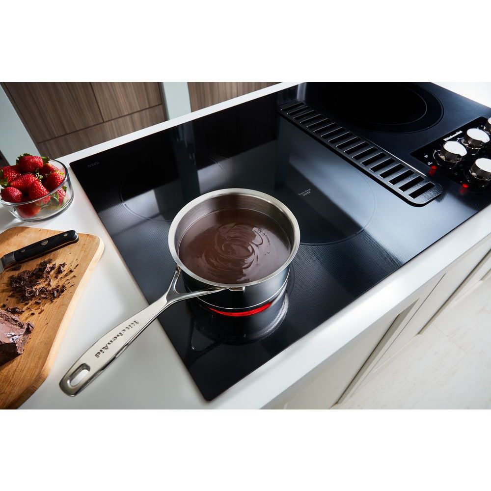 KitchenAid 36-in 5 burners Smooth Surface (Radiant) Black Electric Cooktop with Downdraft Exhaust