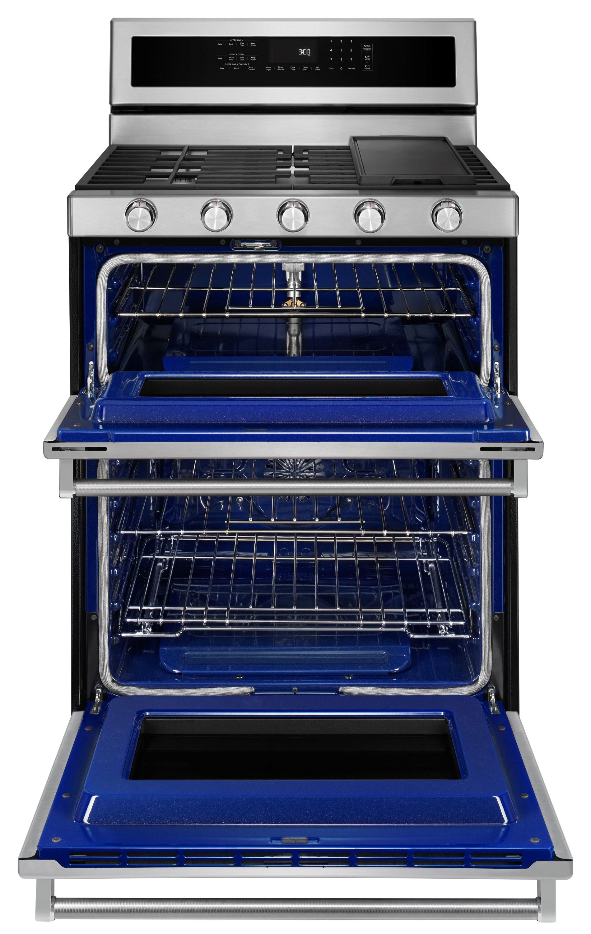 KitchenAid 30-Inches 5 burners 3.9-Cu. Feet / 2.1-Cu. Feet Convection Oven Freestanding Double Oven Gas Range ( Stainless Steel )