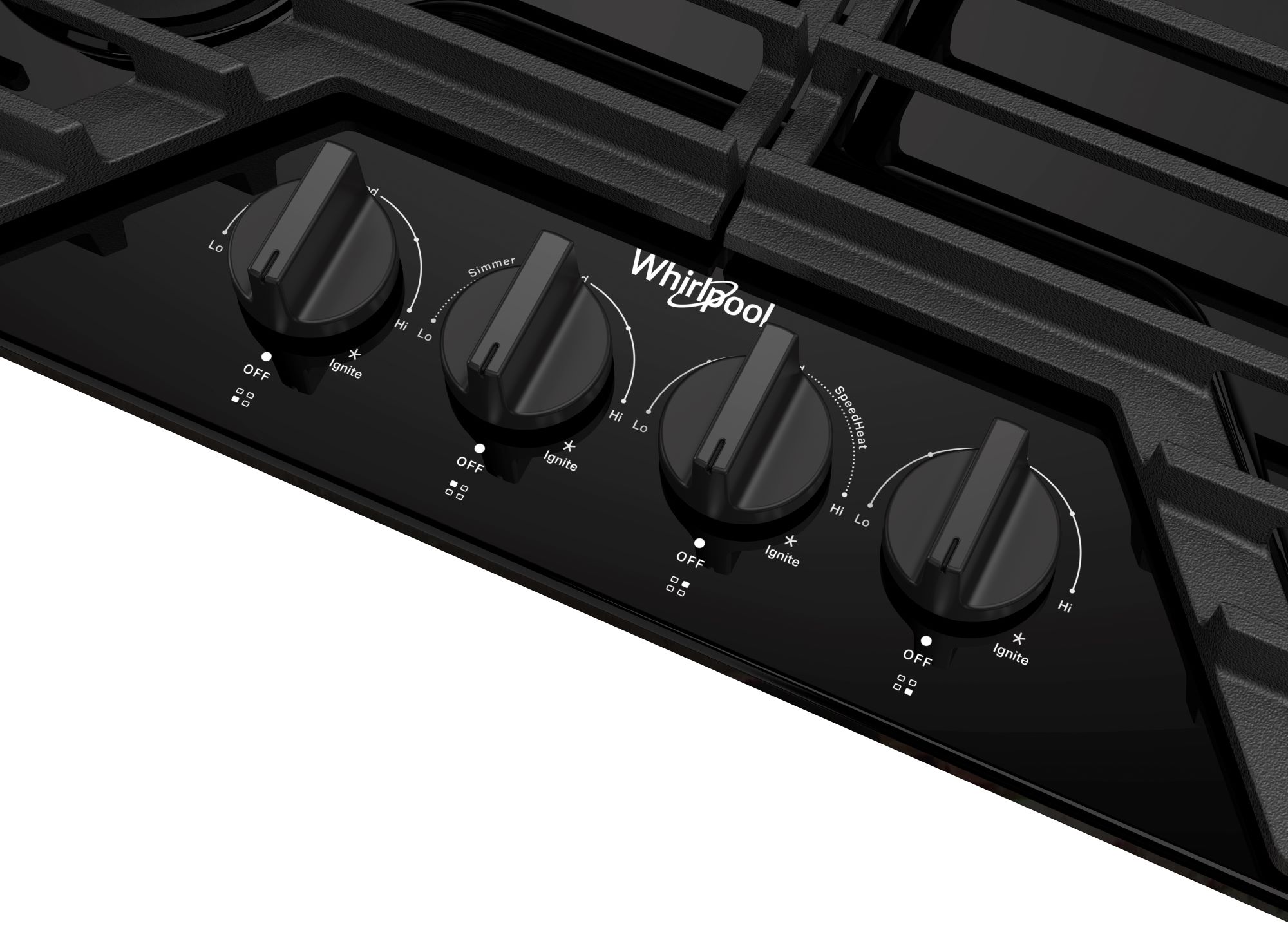 Whirlpool 30-in 4 burners Black Gas Cooktop