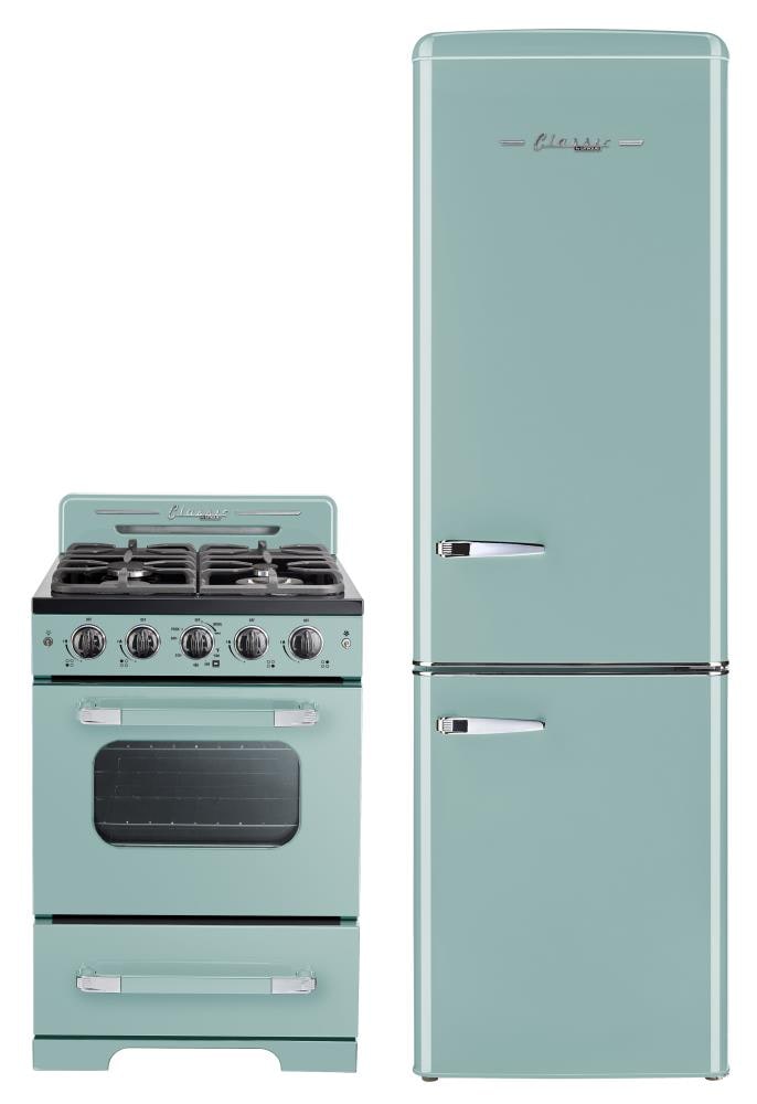 UNIQUE Classic Retro 24-in 4 burners 2.9-cu ft Convection Oven Freestanding Natural Gas Range ( Ocean mist turquoise )