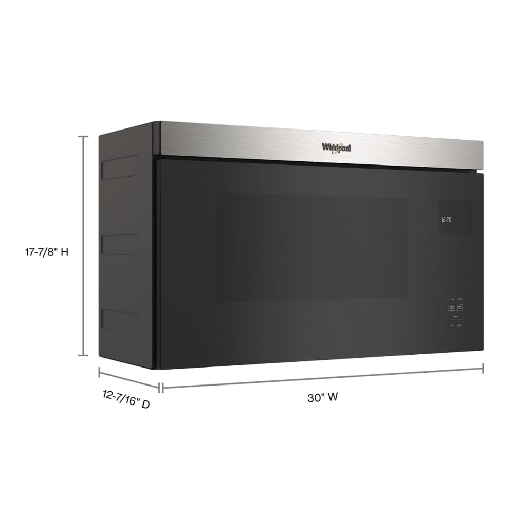 Whirlpool Flush Built In Design 1 1 cu ft 1000 Watt Over the Range Microwave with Sensor Cooking Fingerprint Resistant Stainless Steel