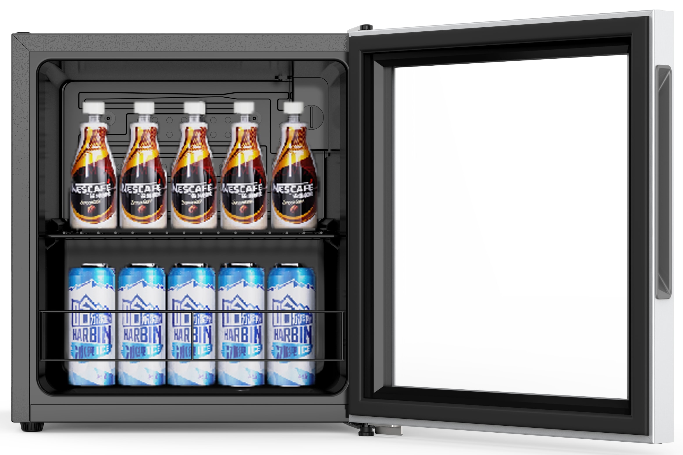 Hisense 17.5-in W 48 -Can Capacity Silver Freestanding Indoor Beverage Refrigerator with Glass Door