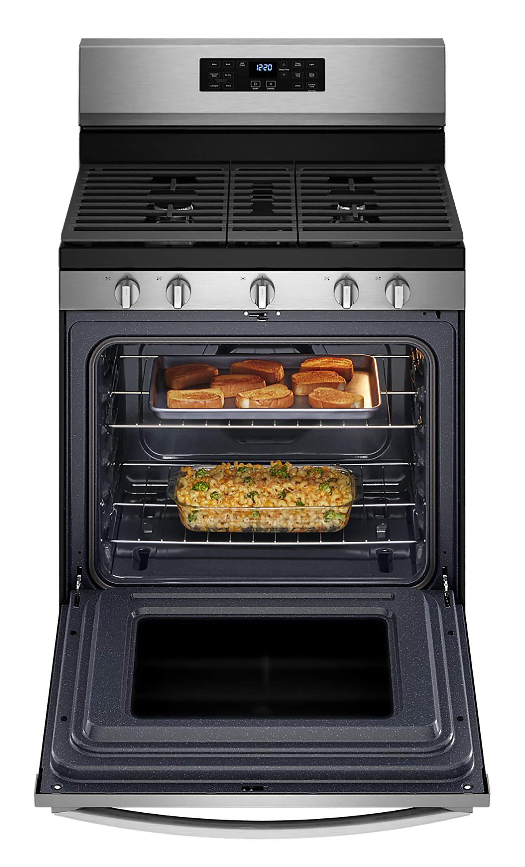 Whirlpool 30-in 5 burners 5.0-cu ft Air Fry Convection Oven Freestanding Natural Gas Range ( Fingerprint Resistant Stainless Steel )
