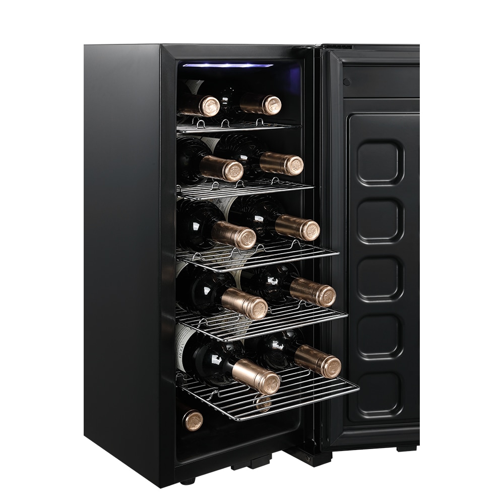 Highland 9.92-in W 12 -Bottles Mirrored Freestanding Indoor Wine Cooler