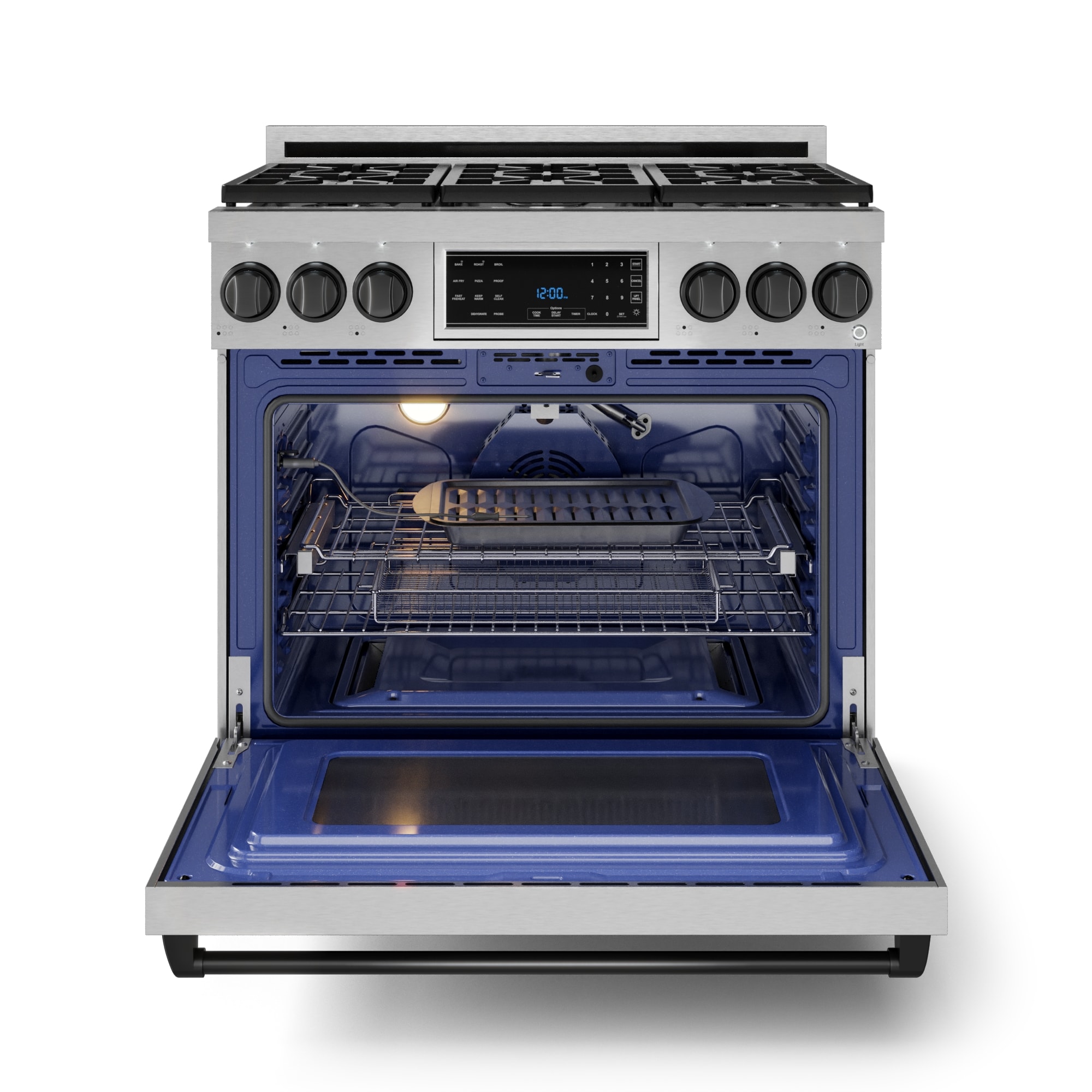 Thor Kitchen Gordon Ramsay Series 36-in 6 burners 6-cu ft Air Fry Convection Oven Freestanding Natural Gas Range ( Stainless Steel with Black Accents )