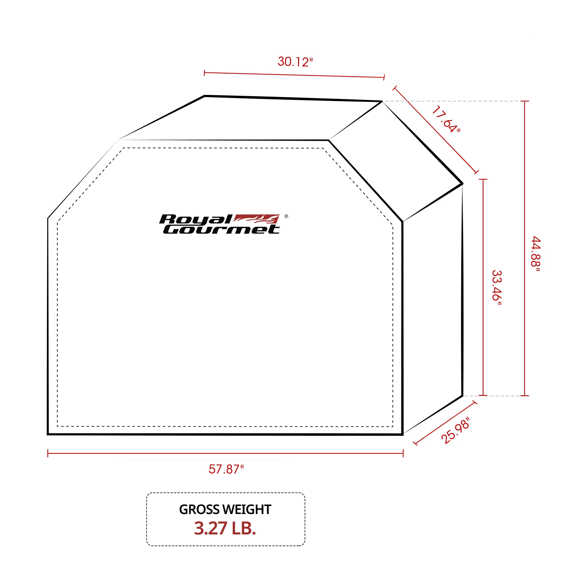 Royal Gourmet 58-in W x 26-in H Black Fits most Cover