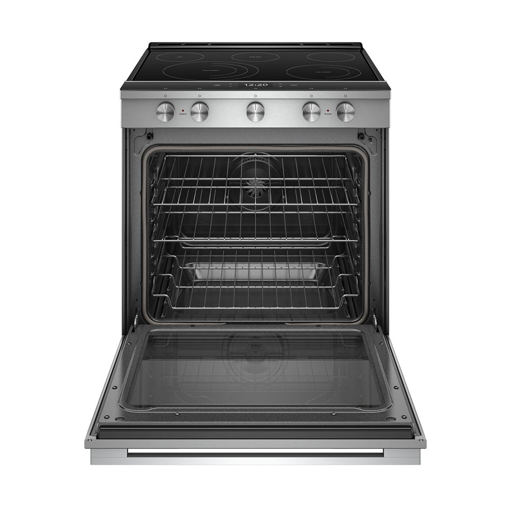 Whirlpool 30-in Glass Top 5 burners 6.4-cu ft Air Fry Slide-In Electric Range Fingerprint Resistant Stainless Steel )