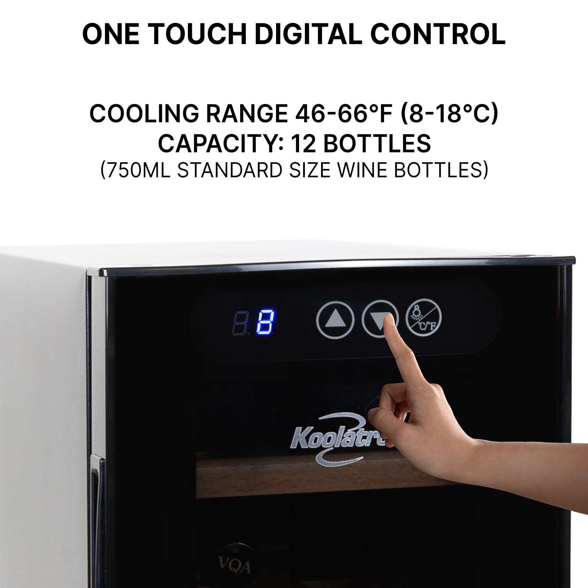 Koolatron 10.25-in W 12 -Bottles Black Deluxe 12 Bottle Capacity Freestanding Indoor Wine Cooler