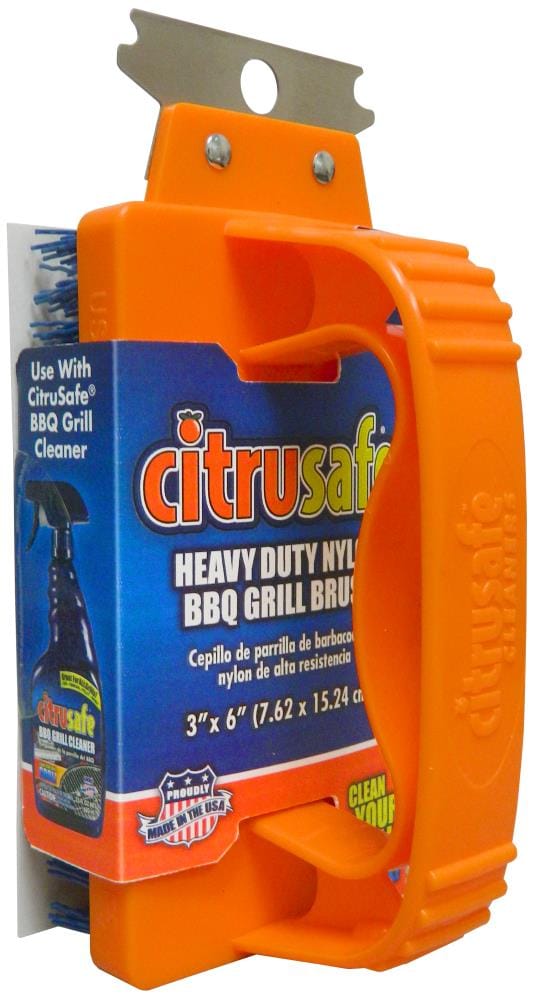 Citrusafe Nylon Bristle Brush Nylon Grill brush with 5-in Plastic Handle with Scraper Blade