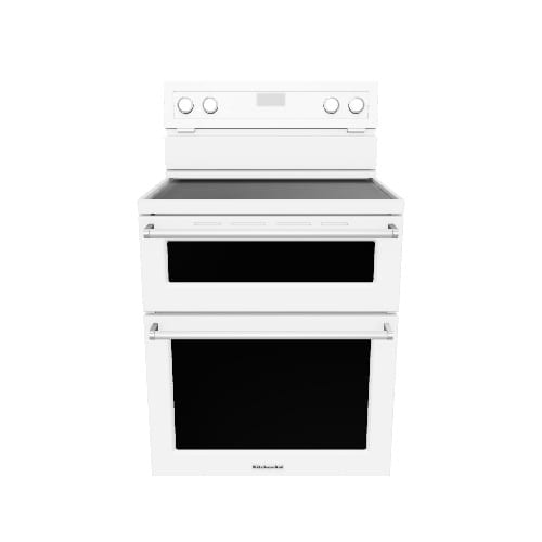 KitchenAid 30-in Glass Top 5 burners 4.2-cu ft / 2.5-cu ft Convection Oven Freestanding Double Oven Electric Range ( White )