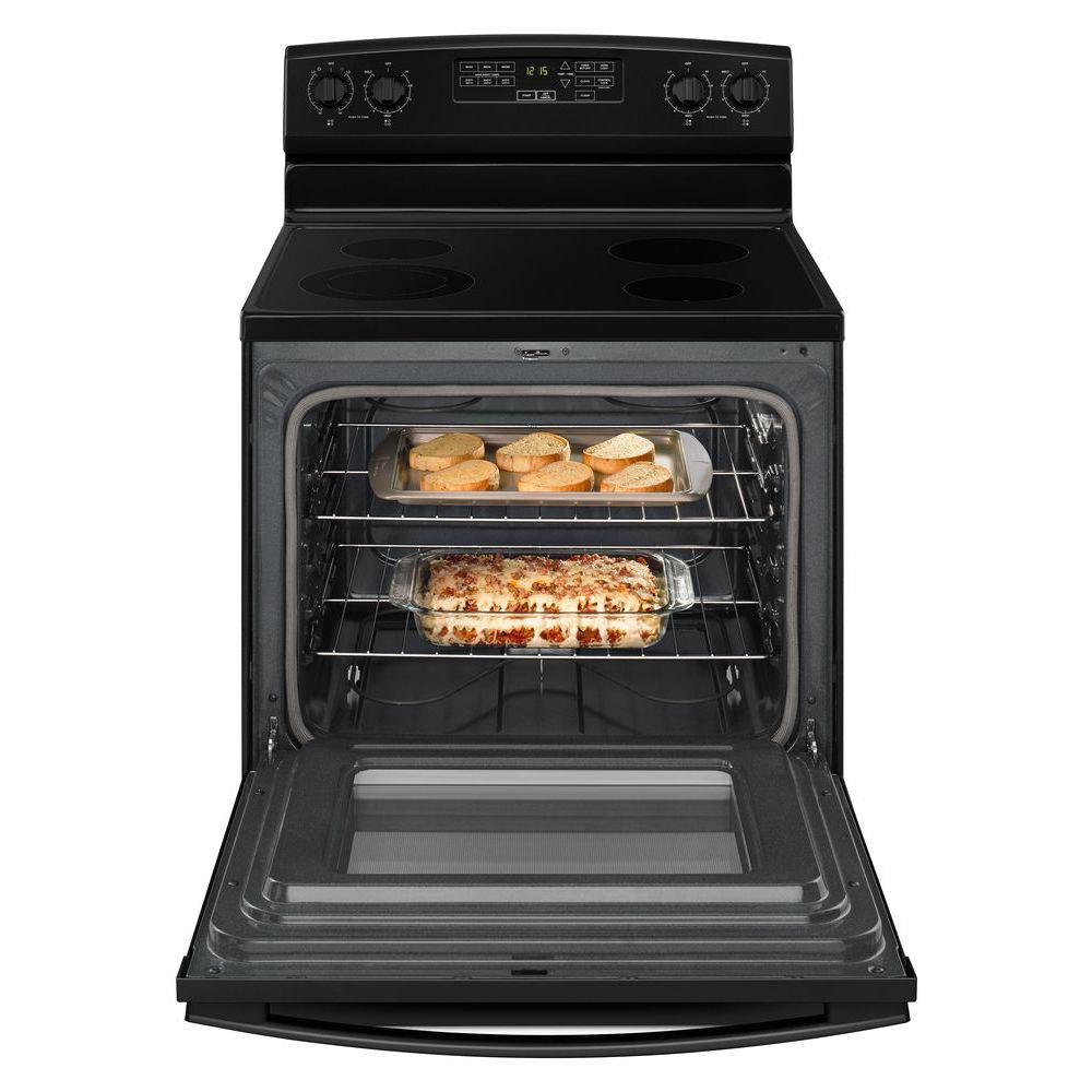 Amana 30-in Glass Top 4 burners 4.8-cu ft Freestanding Electric Range Black )