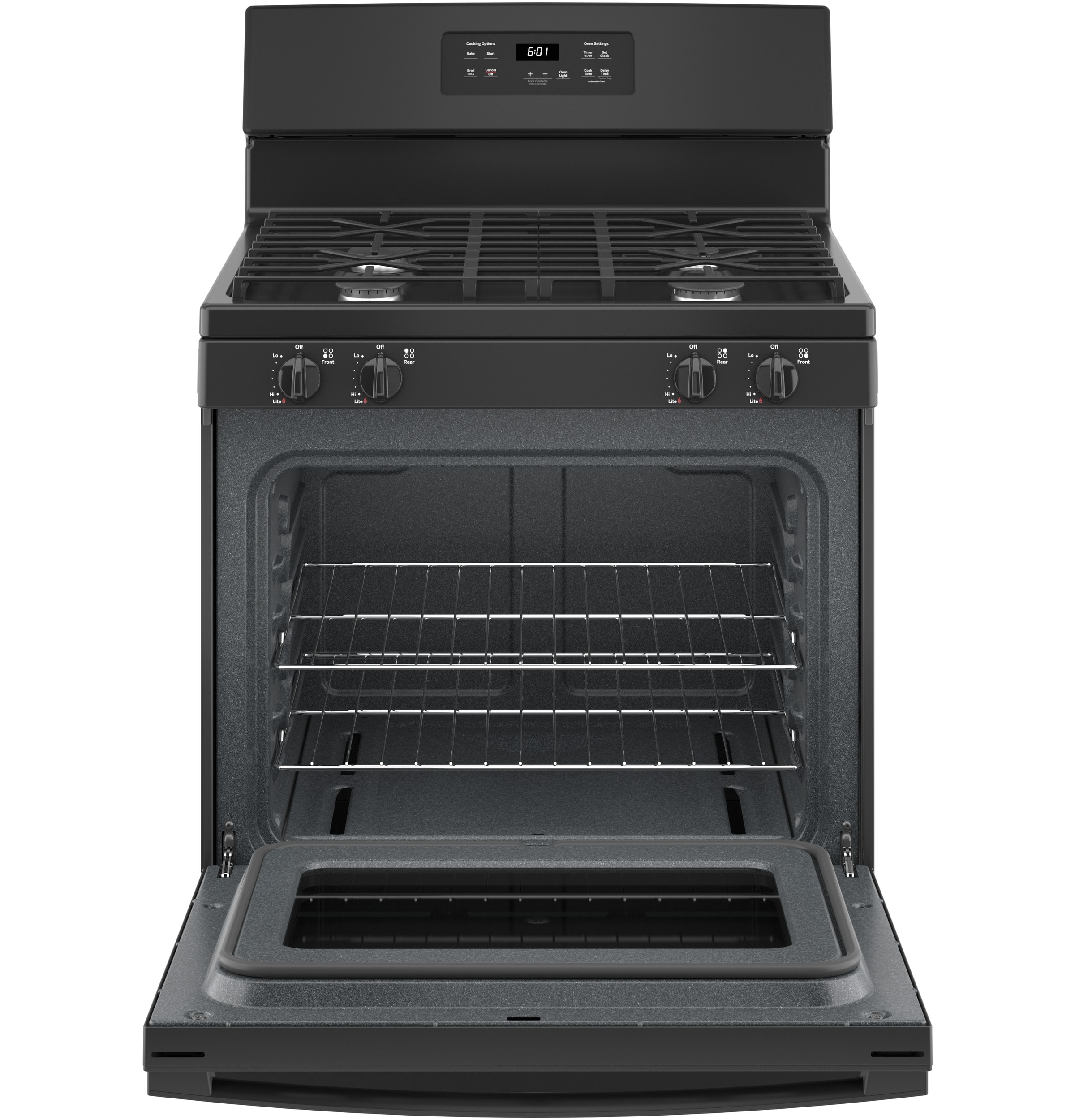 GE 30-in 4 burners 4.8-cu ft Freestanding Natural Gas Range ( Black )