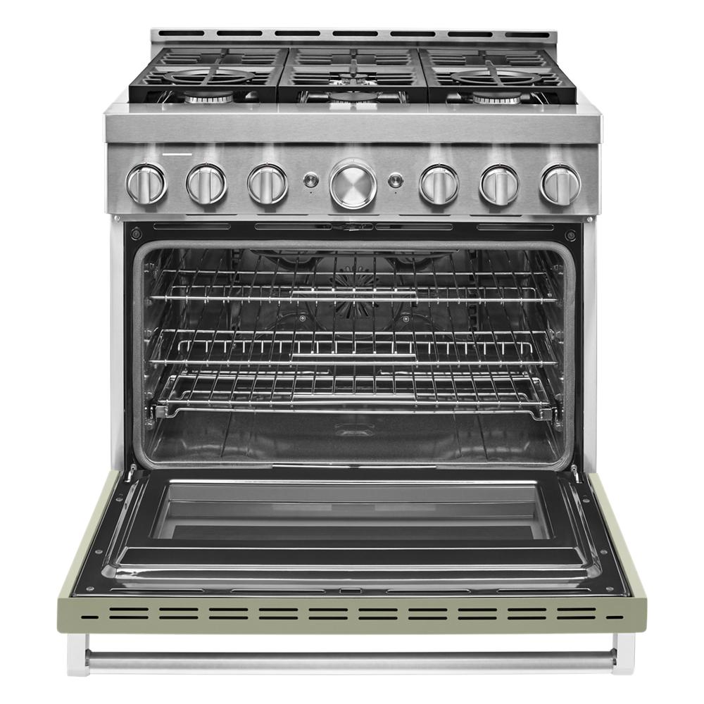 KitchenAid 36-in 6 burners 5.1-cu ft Convection Oven Freestanding Natural Gas Range ( Avocado Cream )