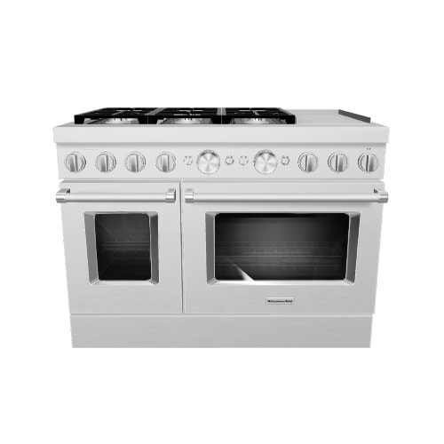KitchenAid Smart 6 Burners 4 1 cu ft 2 2 cu ft Self Cleaning Double Oven Convection Dual Fuel Range Stainless Steel Common 48 in Actual 47 88 in