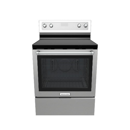 KitchenAid 30-in Glass Top 5 burners 6.4-cu ft Convection Oven Freestanding Electric Range ( Stainless Steel with PRINTSHIELD Finish )