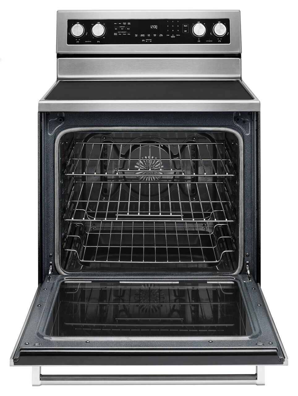 KitchenAid 30-in Glass Top 5 burners 6.4-cu ft Convection Oven Freestanding Electric Range Stainless steel )