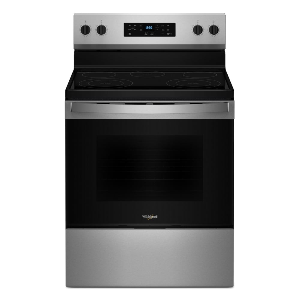 Whirlpool 30-in Glass Top 5 burners 5.3-cu ft Freestanding Electric Range ( Stainless Steel )