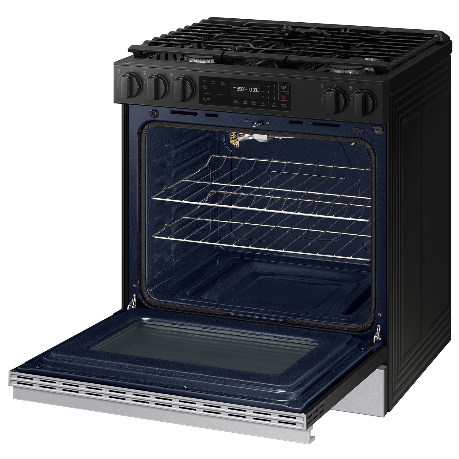 Samsung Bespoke 30-in Glass Top 5 burners 6.3-cu ft Slide-In Electric Range ( Stainless steel )