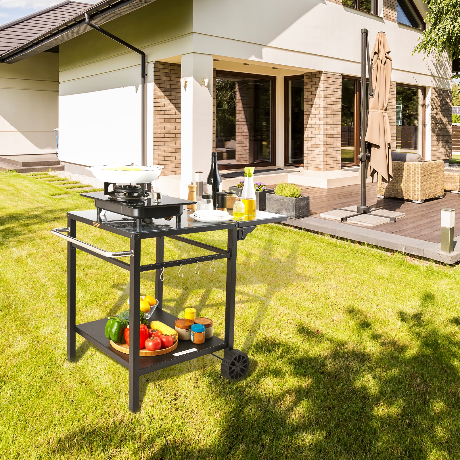 VEVOR Meal preparation cart Iron Aluminum Folding Grill cart