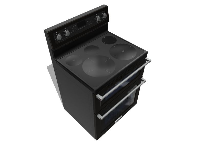 KitchenAid 30-in Glass Top 5 burners 4.2-cu ft / 2.5-cu ft Convection Oven Freestanding Double Oven Electric Range ( Black Stainless with PRINTSHIELD )