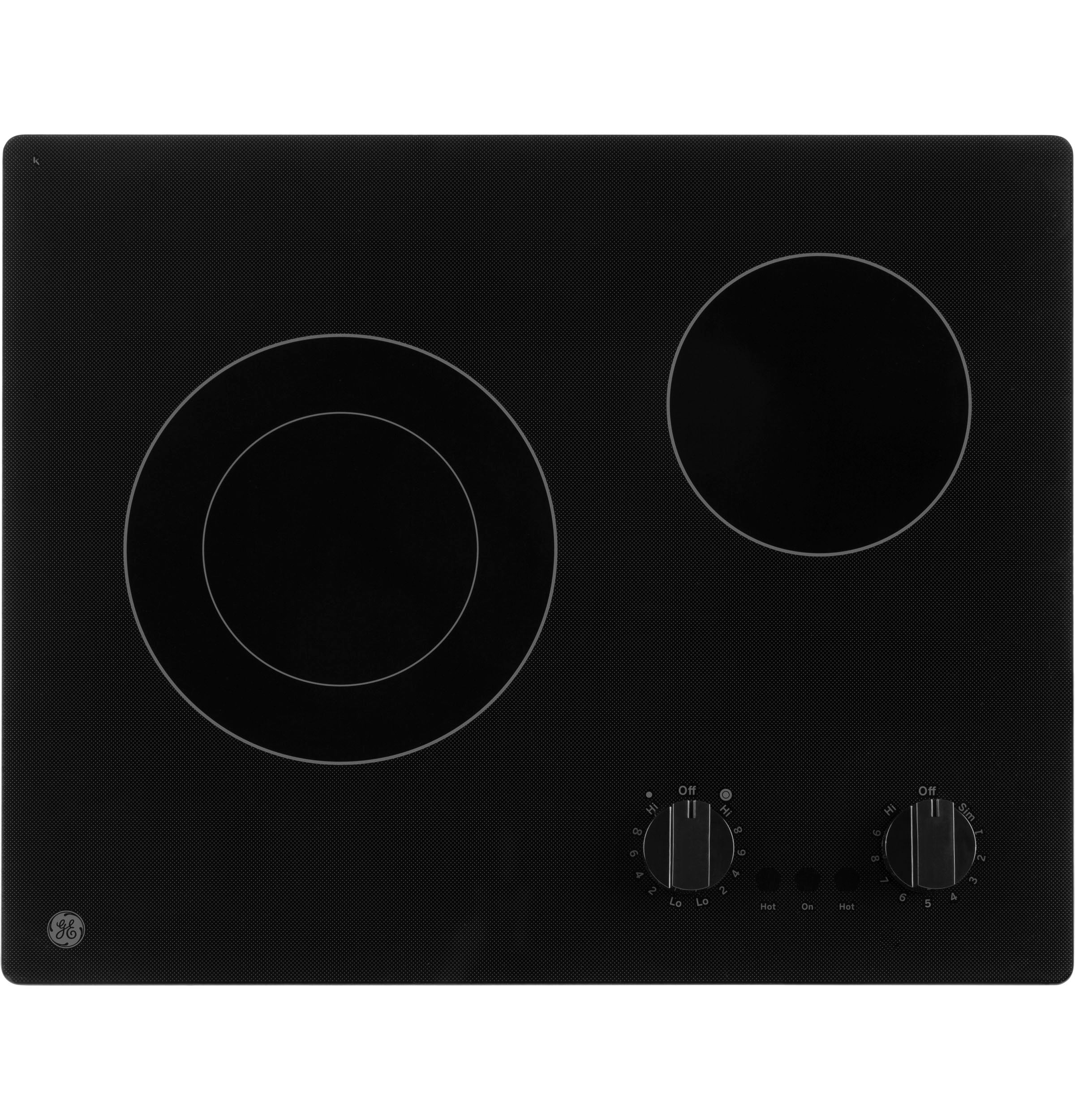 GE 21-in 2 burners Smooth Surface (Radiant) Black Electric Cooktop