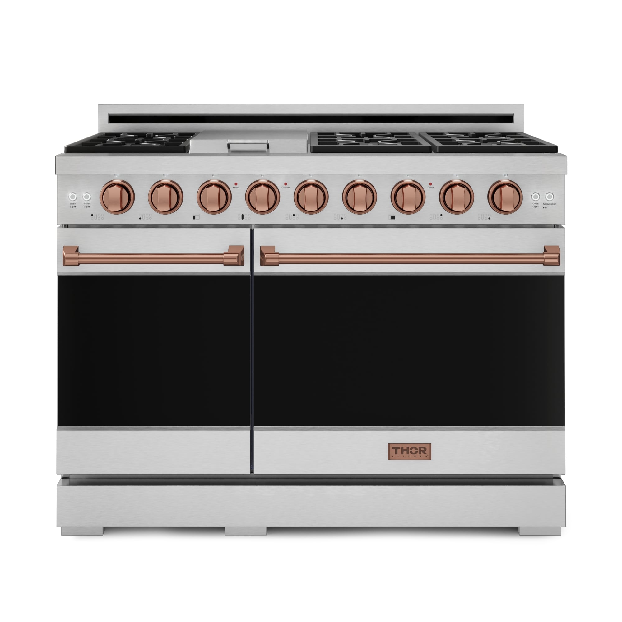 Thor Kitchen Gordon Ramsay Series 48-in 7 burners 4.6-cu ft / 2.2-cu ft Convection Oven Freestanding Liquid Propane Double Oven Gas Range ( Stainless Steel with Rose Gold Accents )