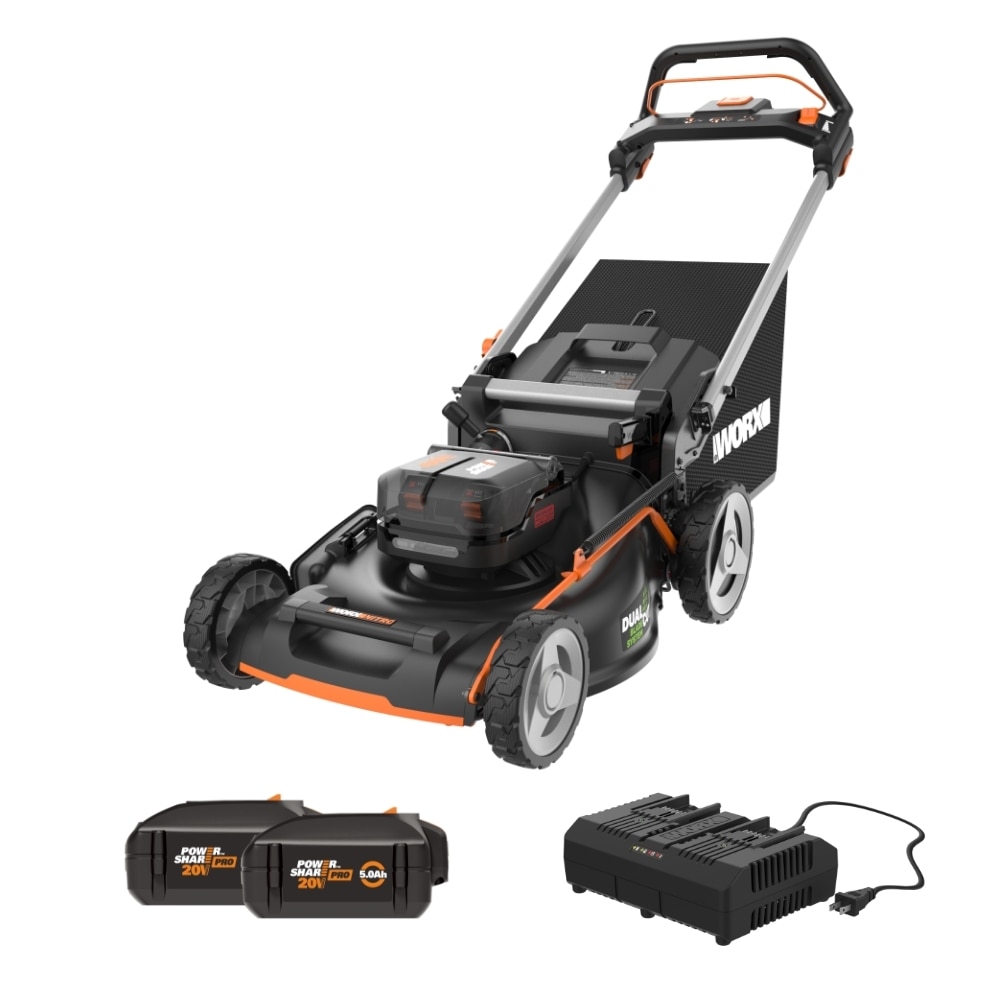 WORX Nitro Power Share 40-volt, 21-in Self Propelled Walk Mower with (2 x 20-volt) 5 Ah Batteries
