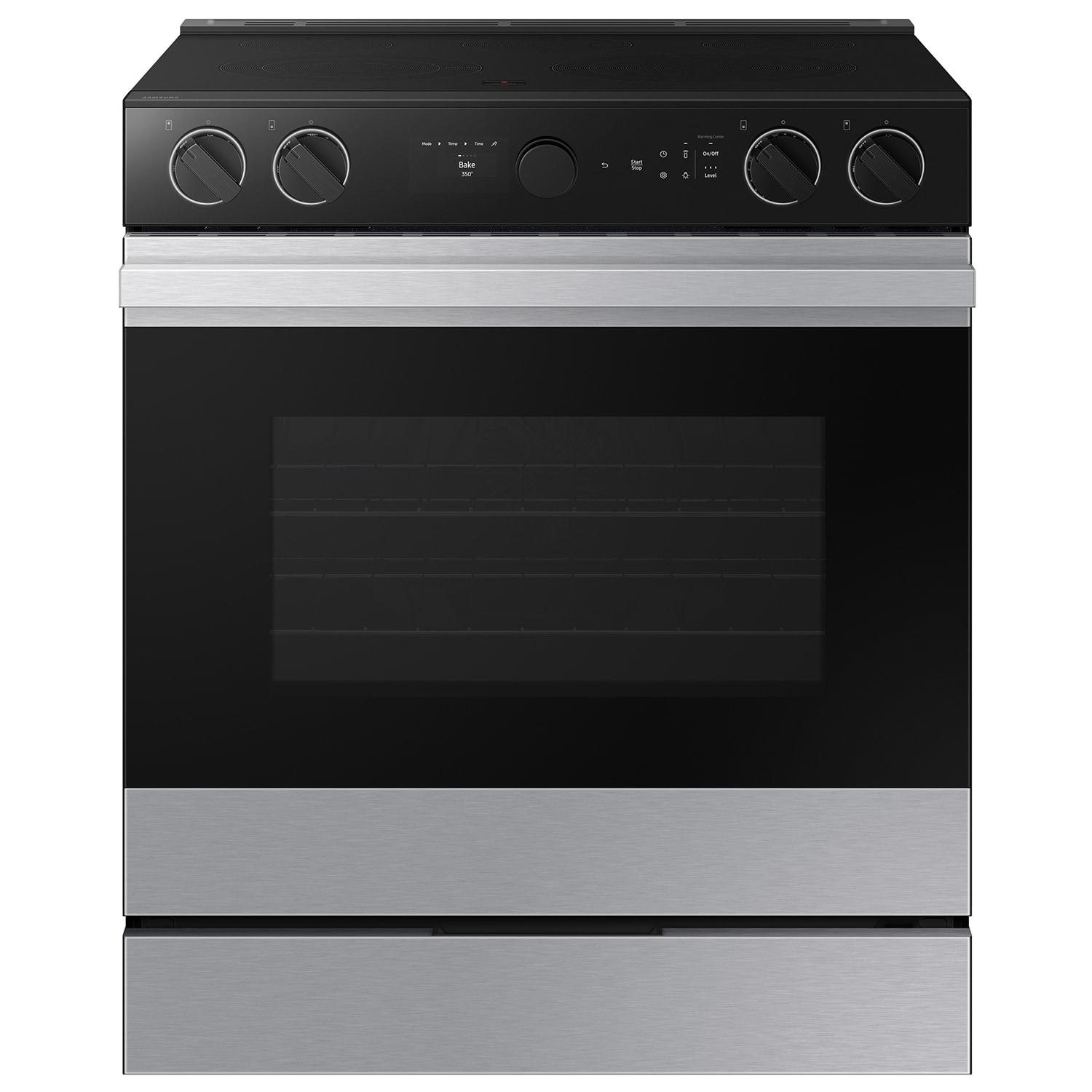 Samsung Bespoke 30-in Glass Top 5 burners 6.3-cu ft Air Fry Convection Oven Slide-In Electric Range ( Stainless steel )