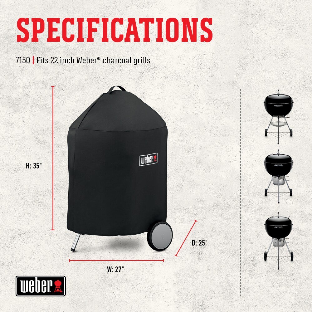 Weber 25-in W x 35-in H Black Charcoal grill Cover