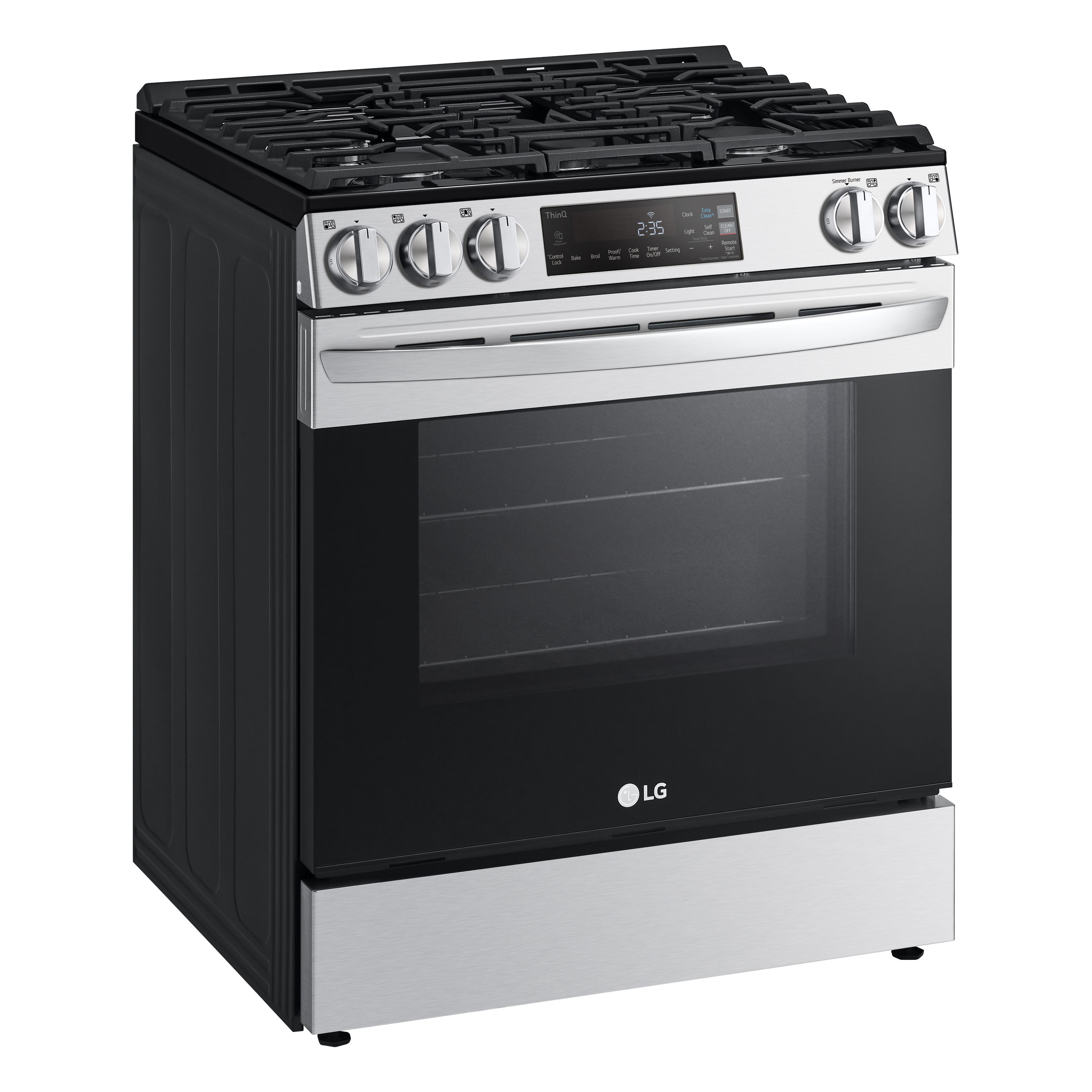 LG Easy Clean 30-in Glass Top 5 burners 6.3-cu ft Slide-In Electric Range ( PrintProof Stainless Steel )