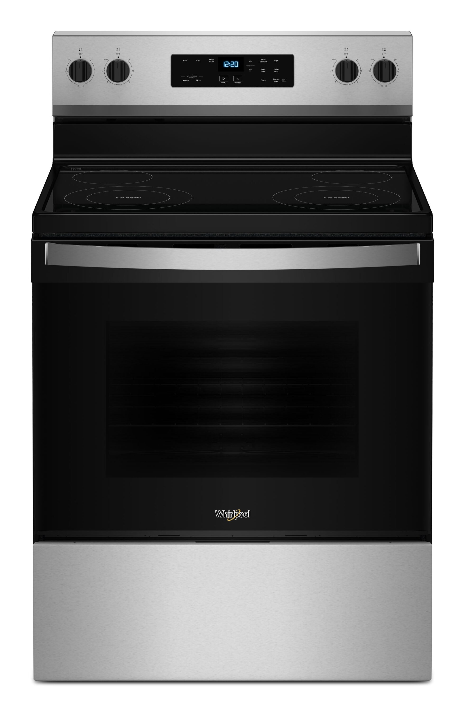 Whirlpool Flexible Cooktop 30-in Glass Top 4 burners 5.3-cu ft Freestanding Electric Range ( Stainless Steel )