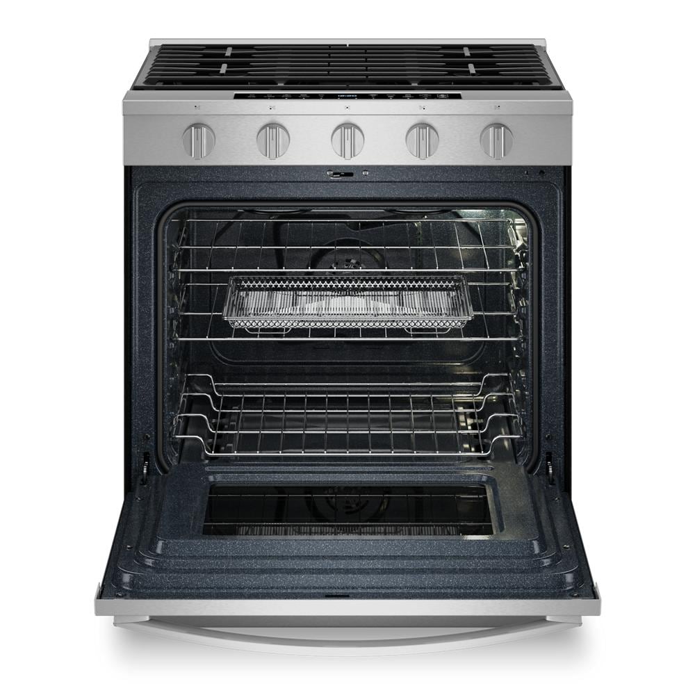 Whirlpool 30-in 5 burners 5-cu ft Air Fry Convection Oven Slide-In Natural Gas Range ( Stainless Steel )